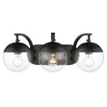  3219-BA3 BLK-BLK - Dixon 3-Light Bath Vanity in Matte Black with Clear Glass and Matte Black Cap